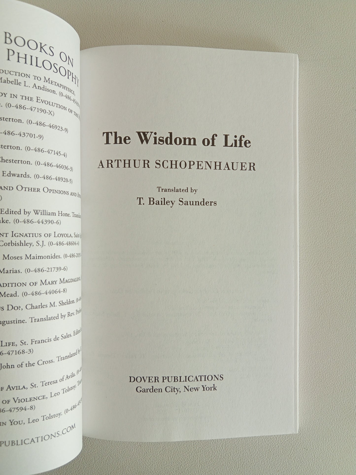 Wisdom of Life by Arthur Schopenhauer PB