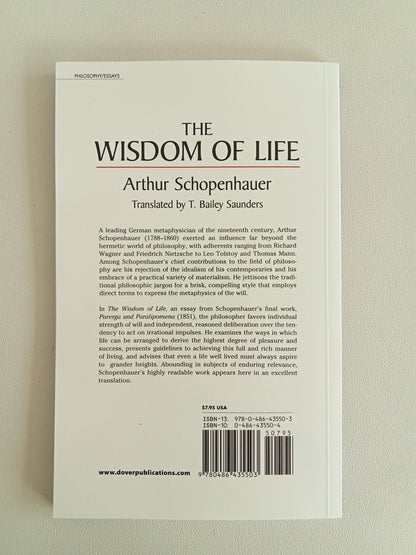 Wisdom of Life by Arthur Schopenhauer PB