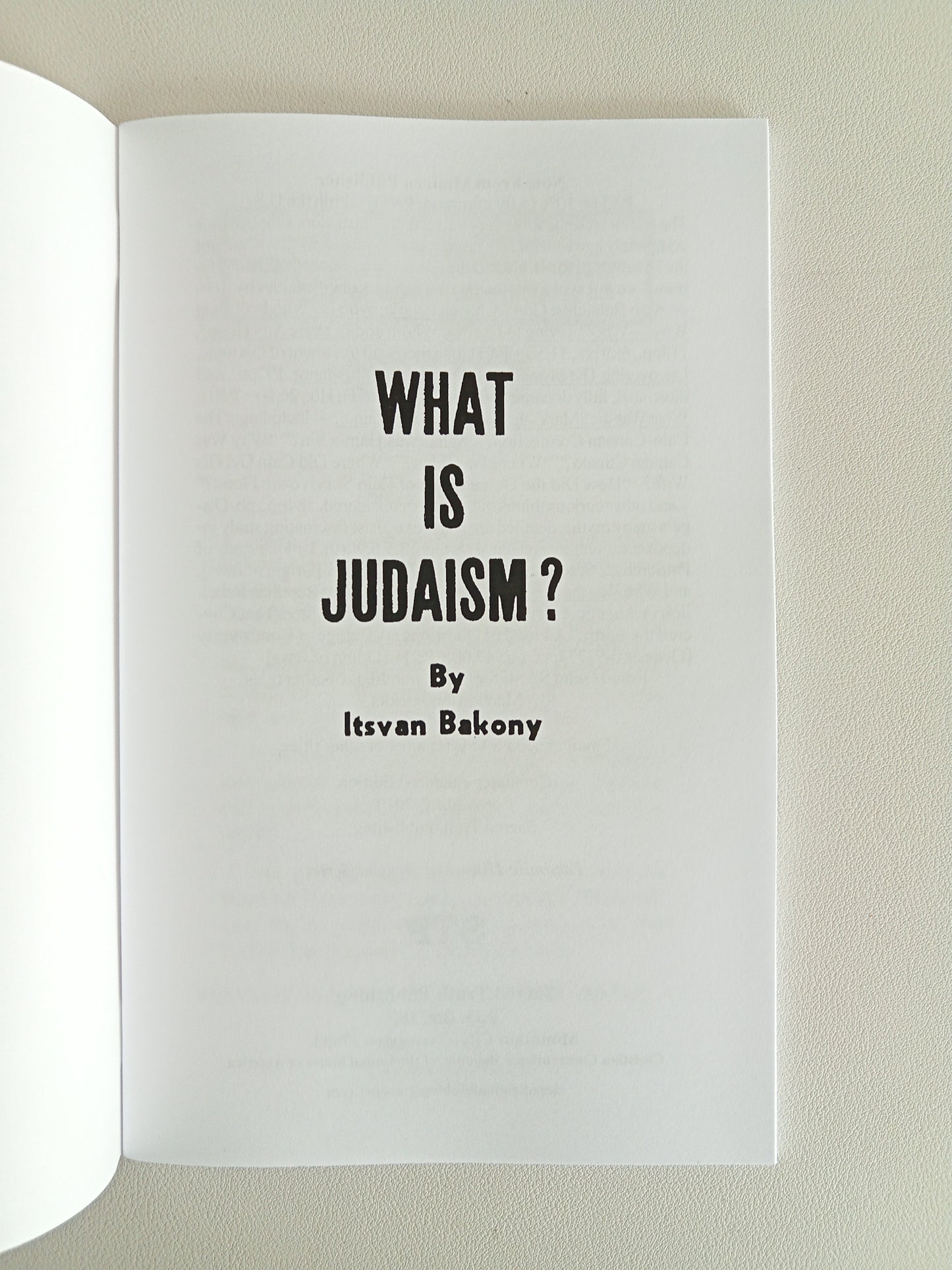 What is Judaism? by Itsvan Bakony SB
