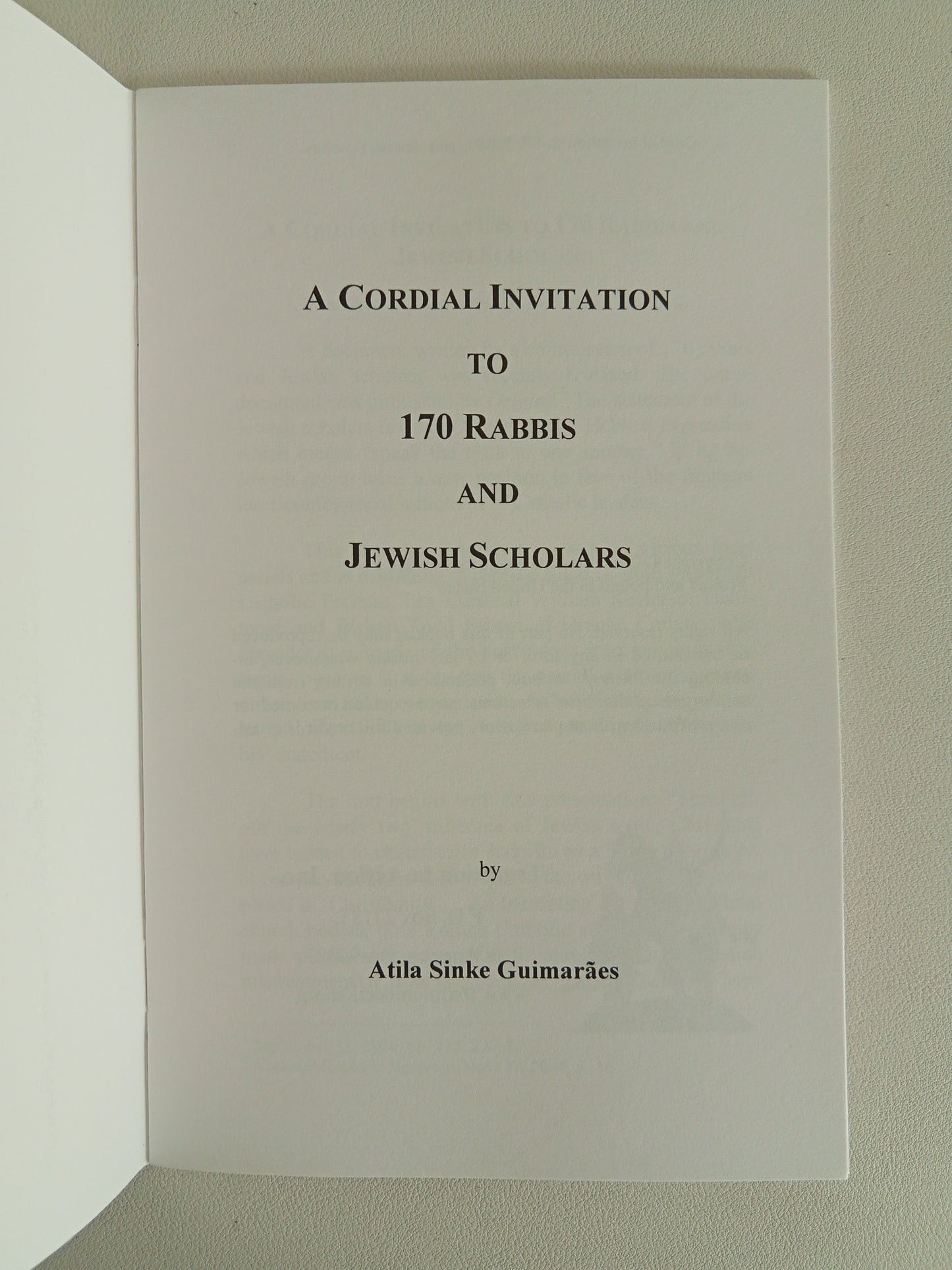Cordial Invitation to 170 Rabbis and Jewish Scholars by Atila Guimaraes SB