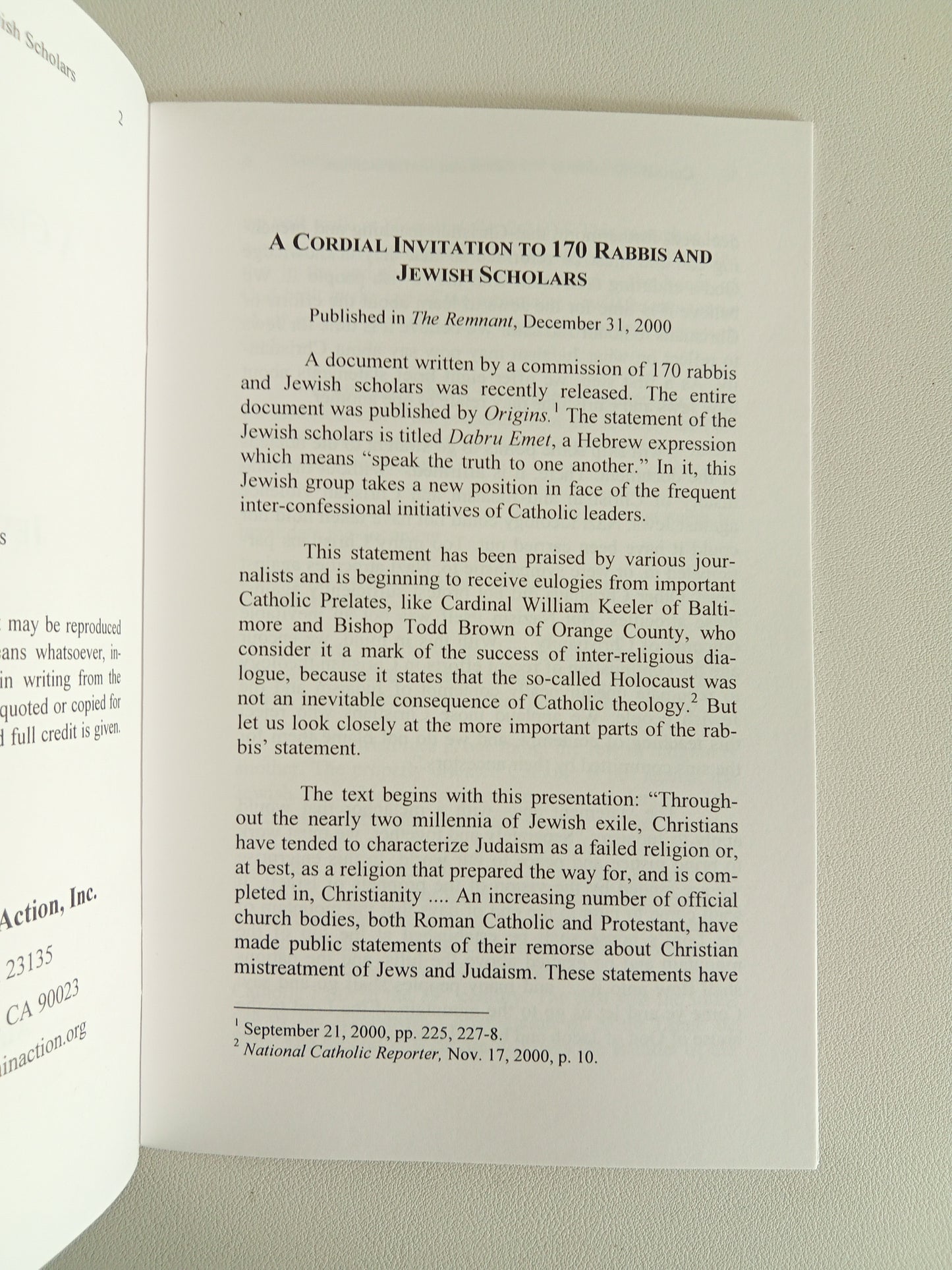 Cordial Invitation to 170 Rabbis and Jewish Scholars by Atila Guimaraes SB