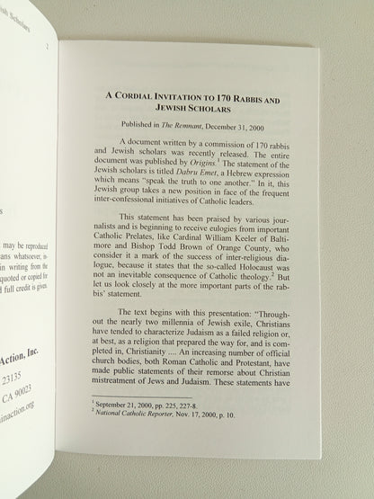 Cordial Invitation to 170 Rabbis and Jewish Scholars by Atila Guimaraes SB