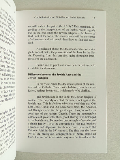Cordial Invitation to 170 Rabbis and Jewish Scholars by Atila Guimaraes SB
