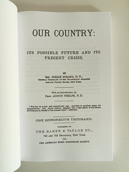 Our Country: Its Possible Future and Its Present Crisis by Josiah Strong PB