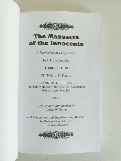 Massacre of the Innocents: Ritual Murder by Ippolit Lyutostansky PB