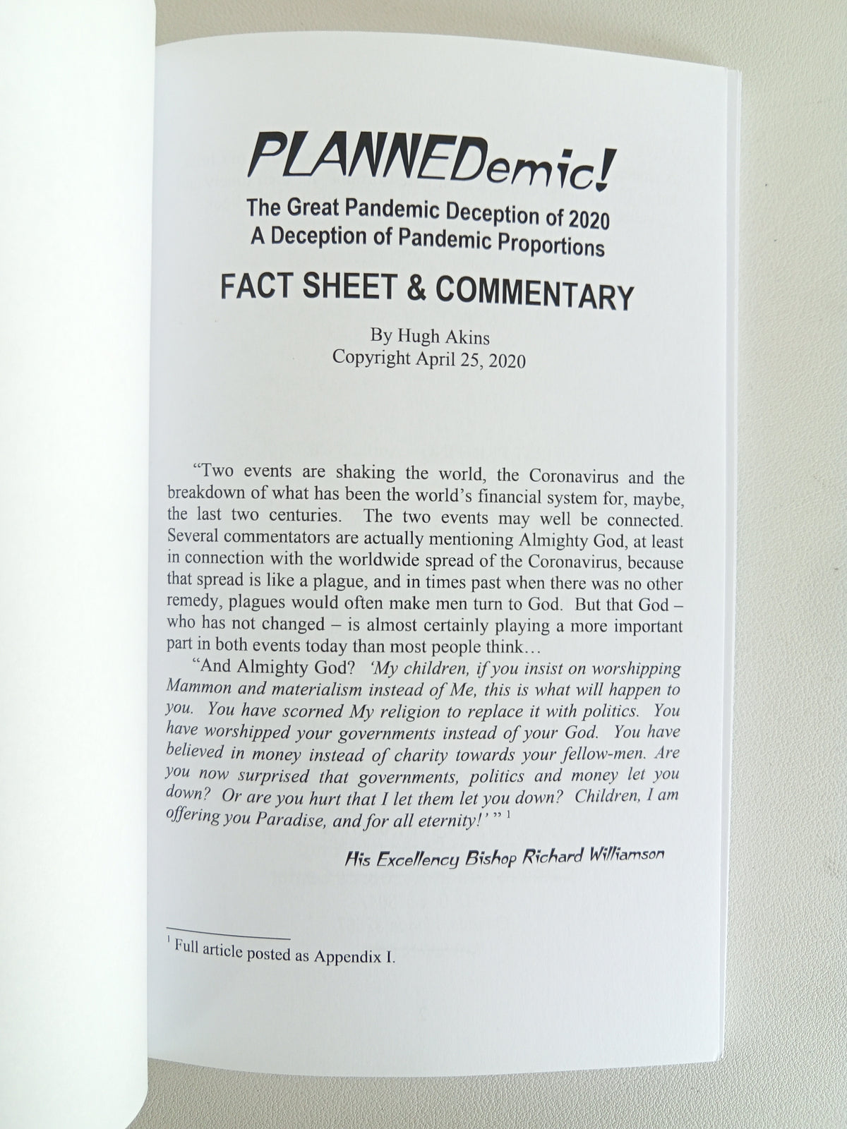 Plannedemic: The Great Pandemic Deception by Hugh Akins PB