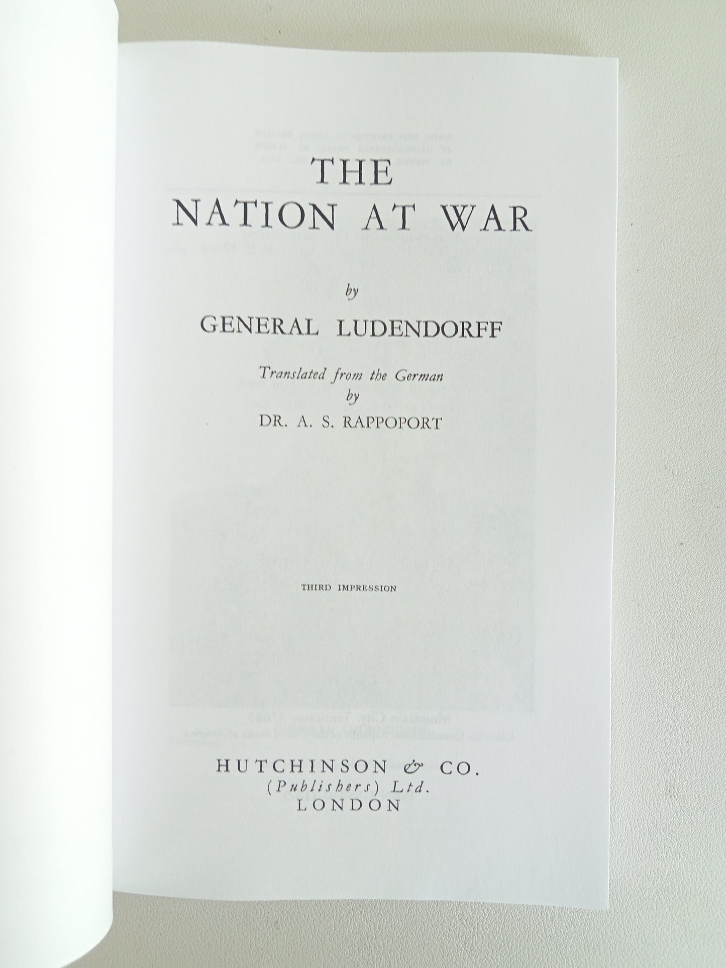 Nation at War by Erich Ludendorff PB