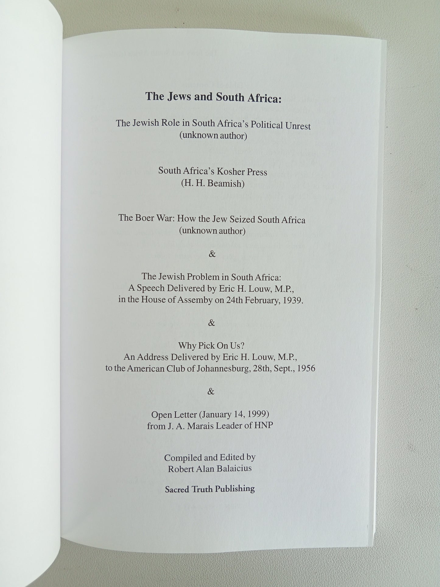 Jews and South Africa by Robert Balaicius PB