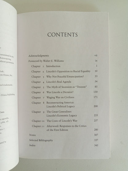 Real Lincoln: Abraham Lincoln, His Agenda, and War by Thomas DiLorenzo PB