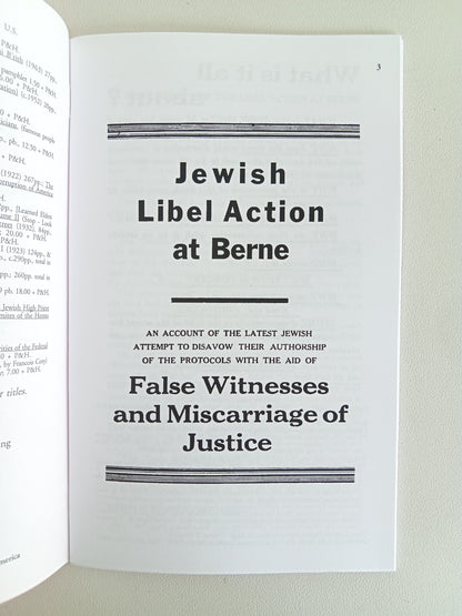 Jewish Libel Action at Berne and World Conspiracy by Des Griffin SB