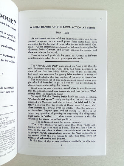 Jewish Libel Action at Berne and World Conspiracy by Des Griffin SB