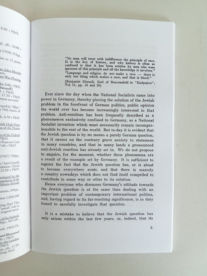 Germany and the Jewish Problem by Friederich Wiehe SB