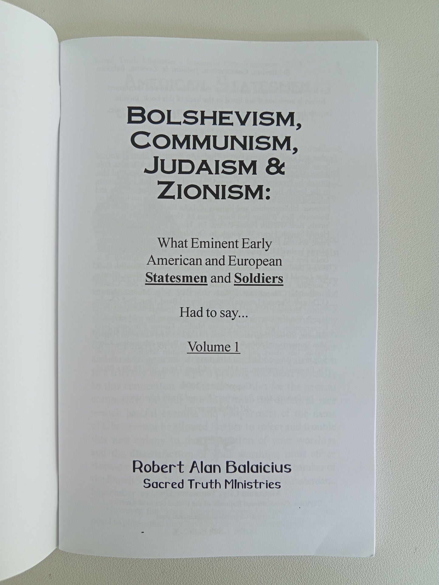 Bolshevism, Communism, Judaism, and Zionism by Robert Balaicius SB