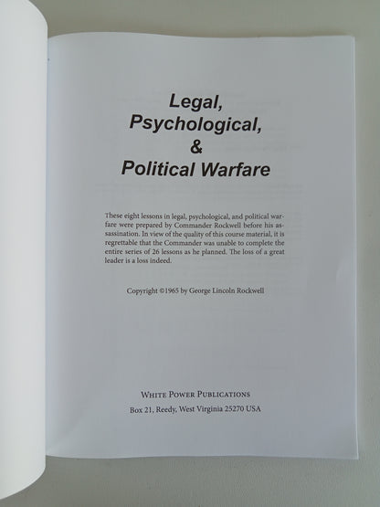 Legal, Psychological, and Political Warfare by George Rockwell PB
