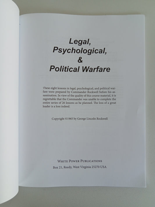 Legal, Psychological, and Political Warfare by George Rockwell PB