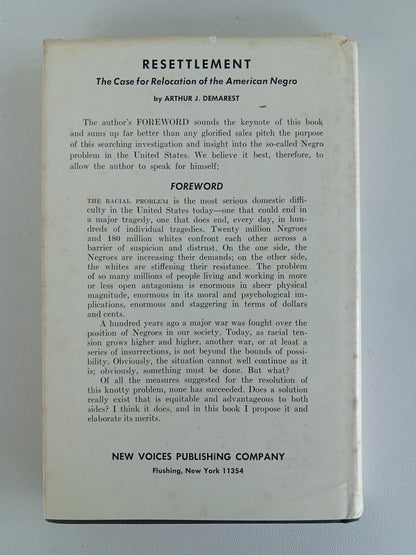 Resettlement: Relocation of the American Negro by Arthur Demarset HB