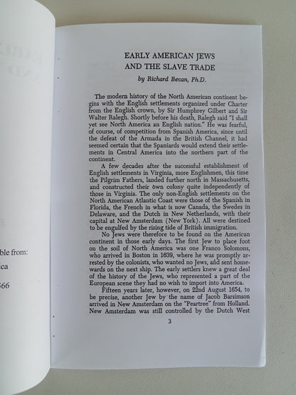 Early American Jews and the Slave Trade by Richard Bevan PA