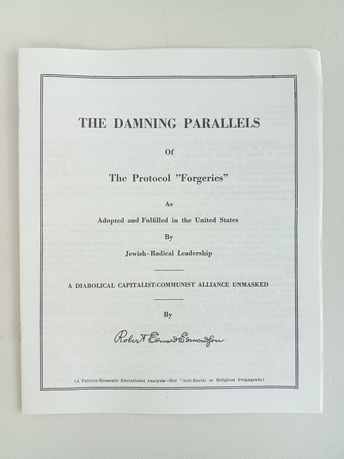 Damning Parallels of the Protocol Forgeries by Robert Edmondson SB
