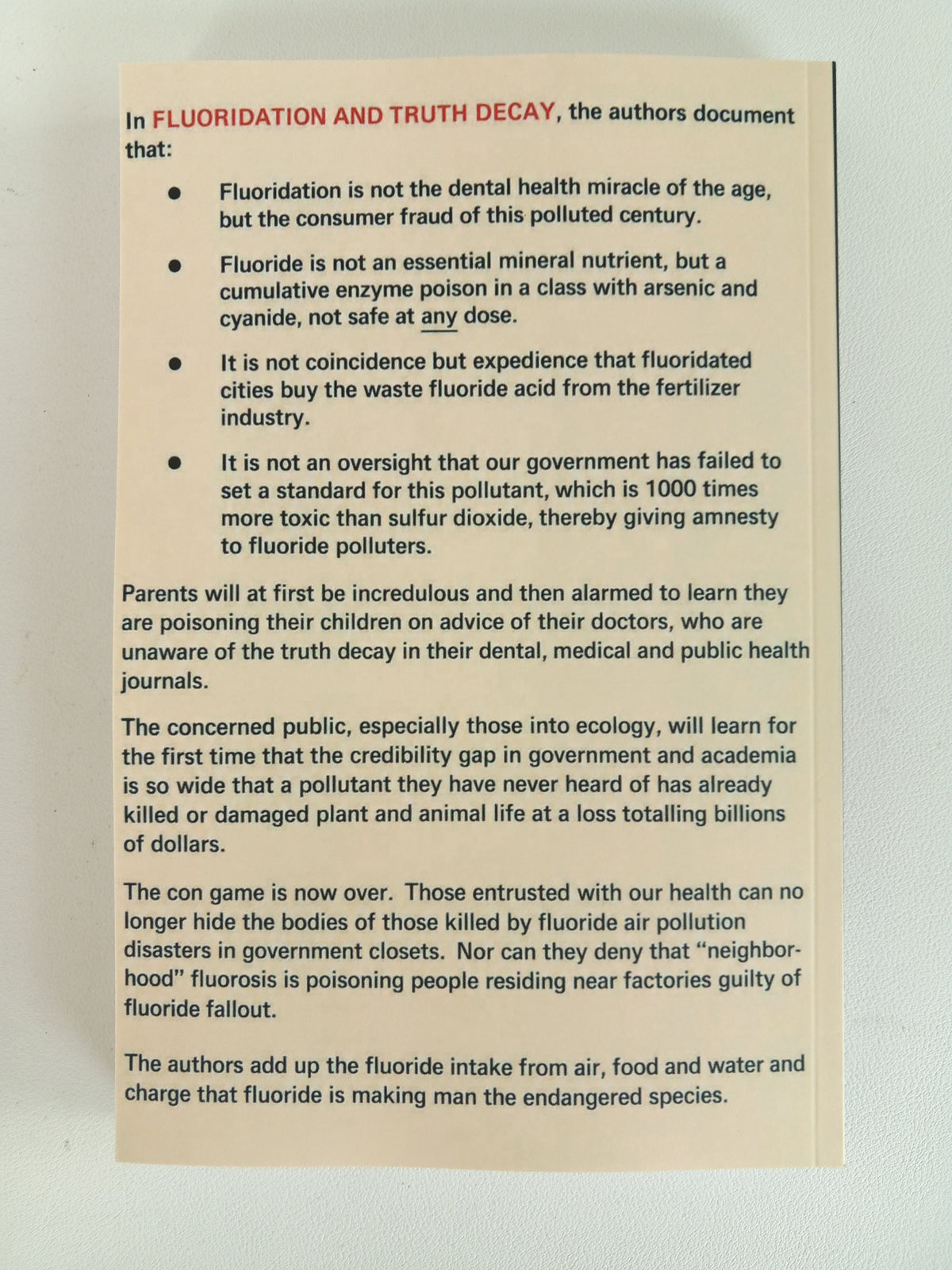 Fluoridation and Truth Decay by Gladys Caldwell PB