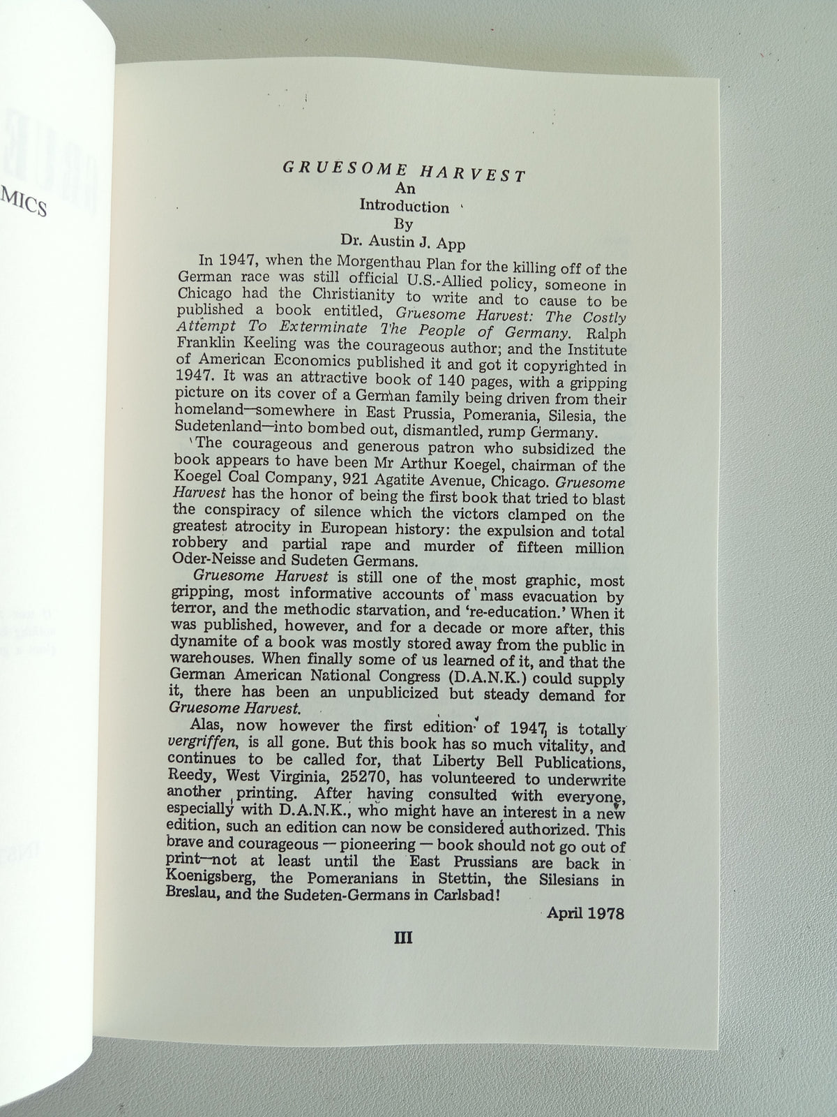 Gruesome Harvest: Costly Attempt to Exterminate Germany by Ralph Keeling PB
