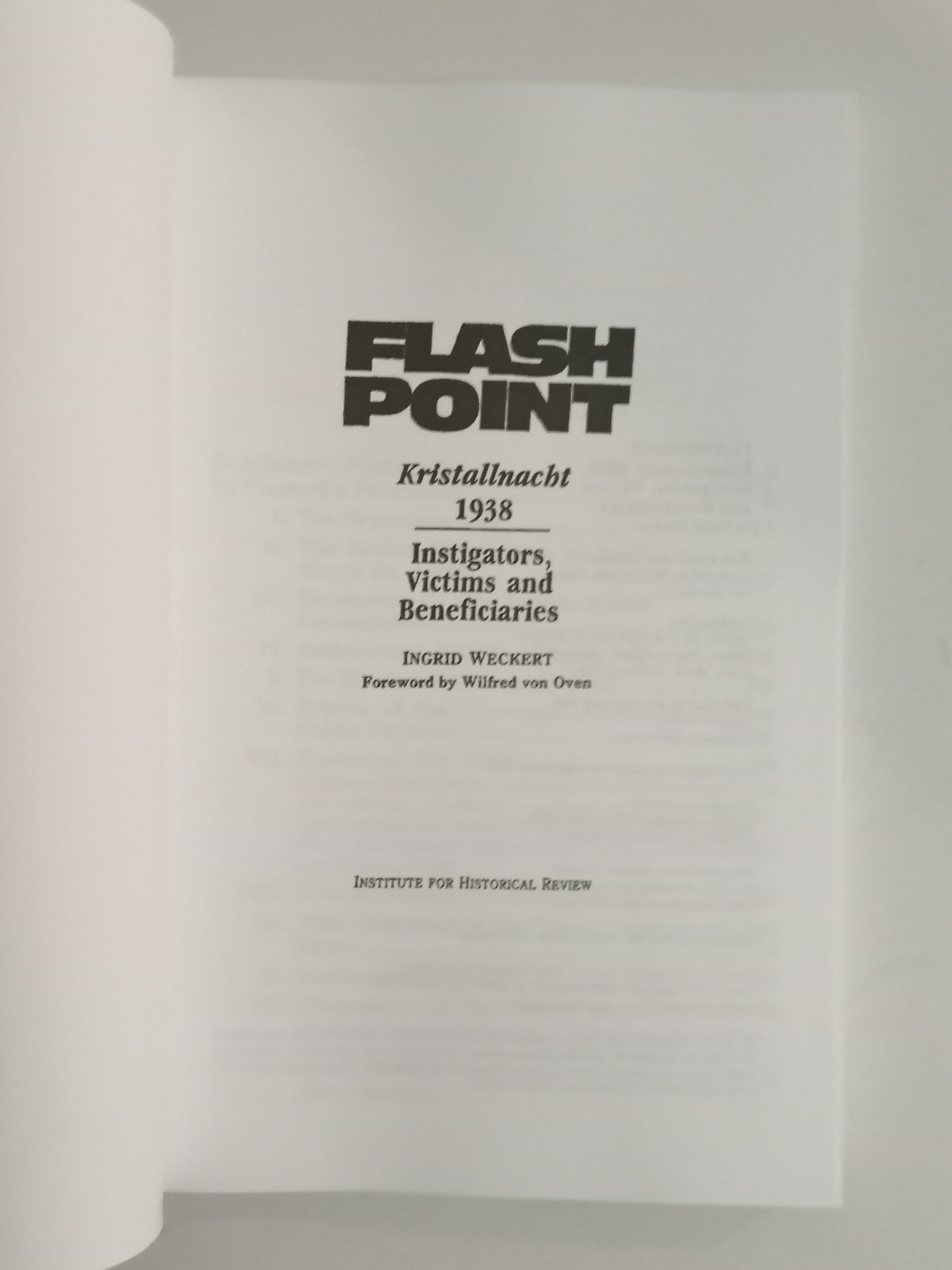 Flashpoint: Kristallnacht, 1938 by Ingrid Weckert PB