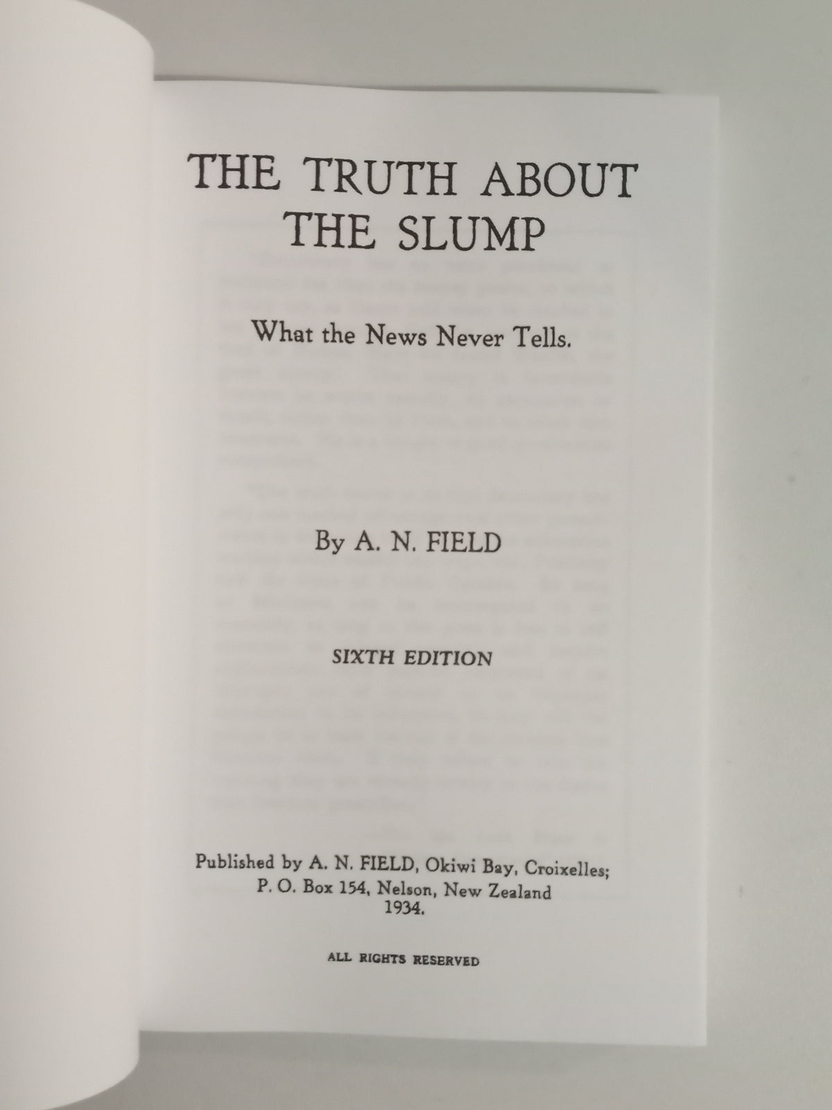 Truth About the Slump: What the News Never Tells by Arthur Field PB