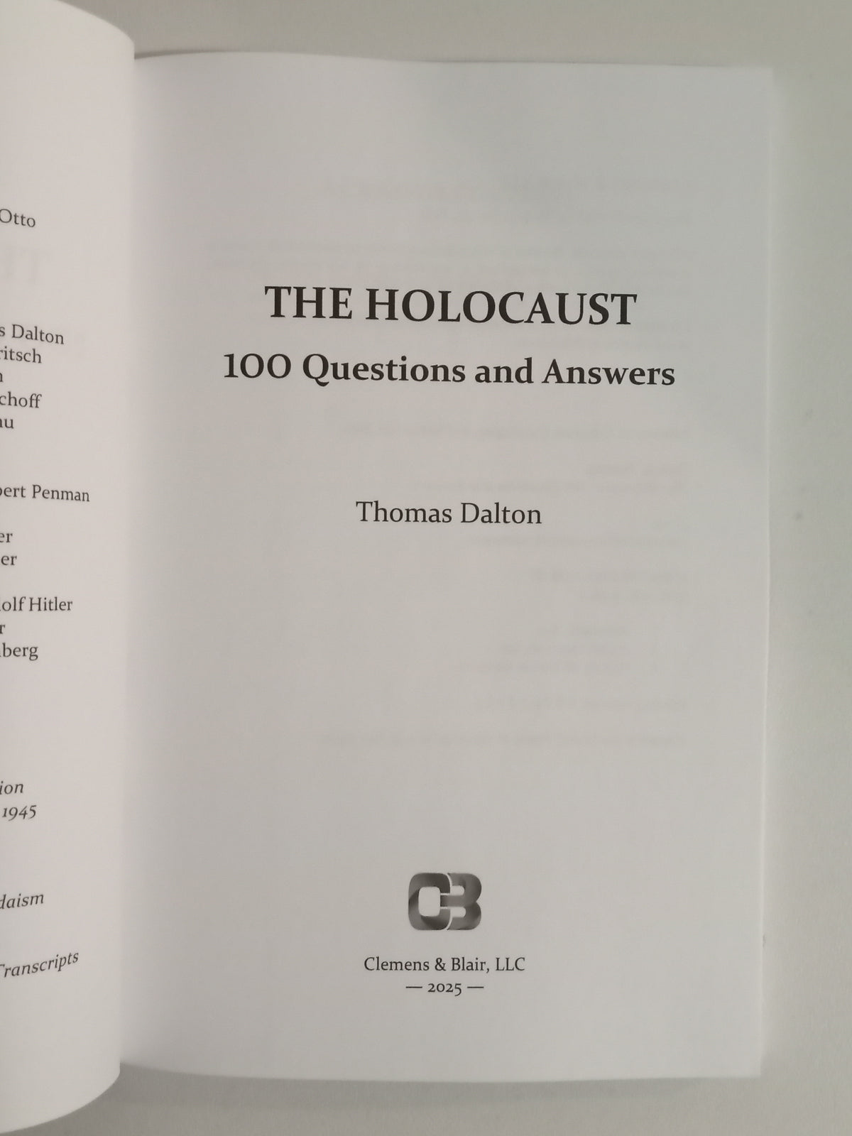Holocaust: 100 Questions and Answers by Thomas Dalton PB
