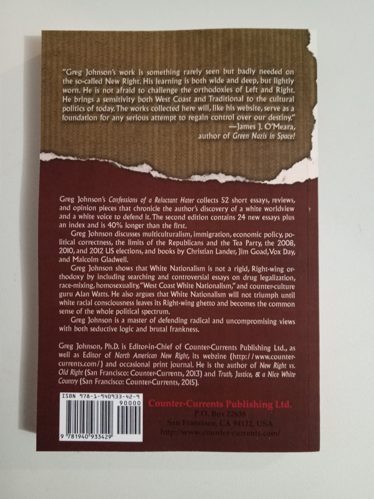 Confessions of a Reluctant Hater by Greg Johnson PB