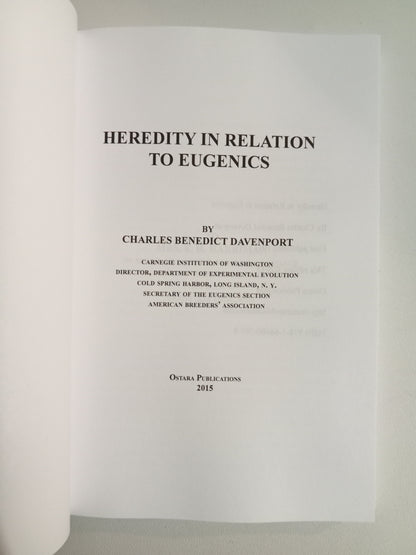 Heredity in Relation to Eugenics by Charles Davenport PB